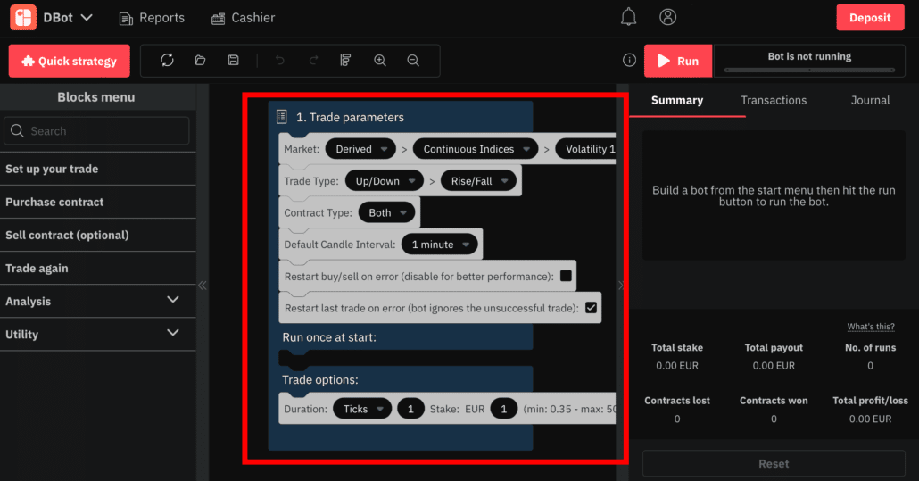 Deriv DBot — автоматизированный робот для торговли бинарными опционами